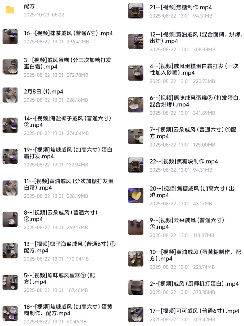 猫憩 7款戚风蛋糕综合课程配方视频教学