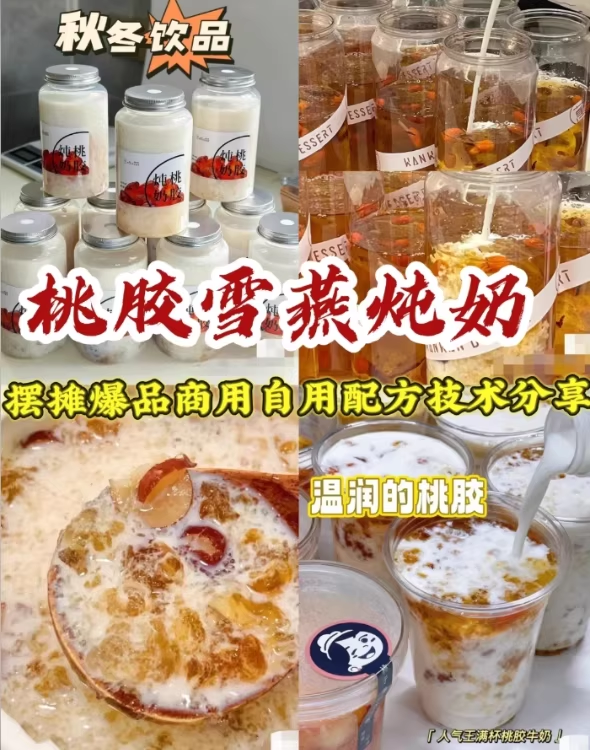爆品桃胶雪燕炖奶技术教程详细视频配方