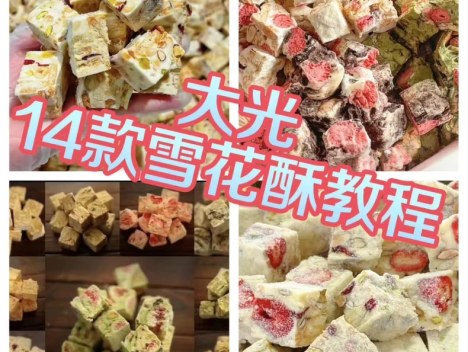 大光老师14款口味雪花酥制作教学视频课程技术配方